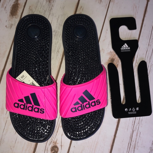 adidas hot pink slides